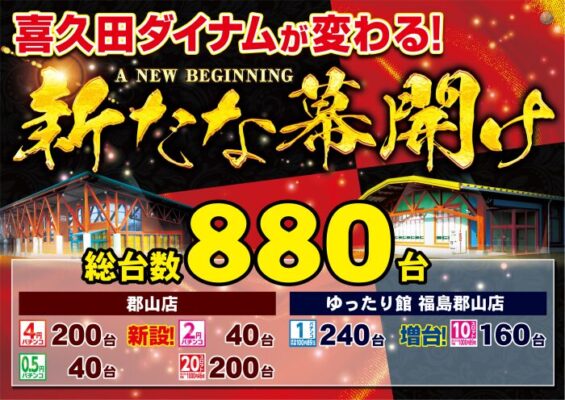 『ダイナム郡山店』が2円パチンコを新設