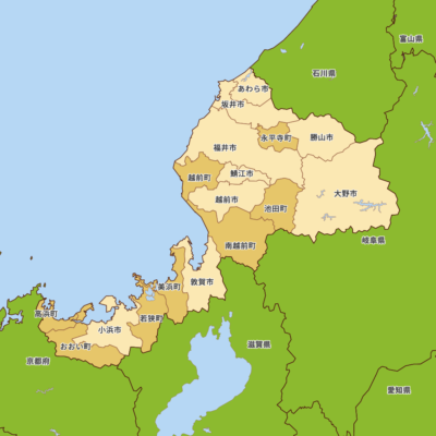 福井県の市町村位置関係
