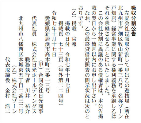 日光商事が『ゾーン戸畑店』をグループ化